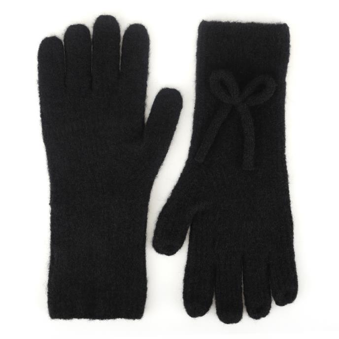 Isotoner® Ladies Knitted Bow Glove Black Extra Image 2